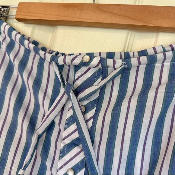 NWT UO Urban Renewal Remade Multi Stripe Snap Front Shirting Mini Skirt - Picture 6 of 14